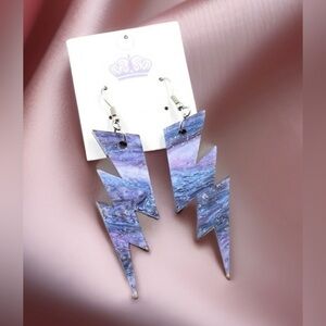 NEW Purple and blue lightning bolt earrings new with tags NWT
